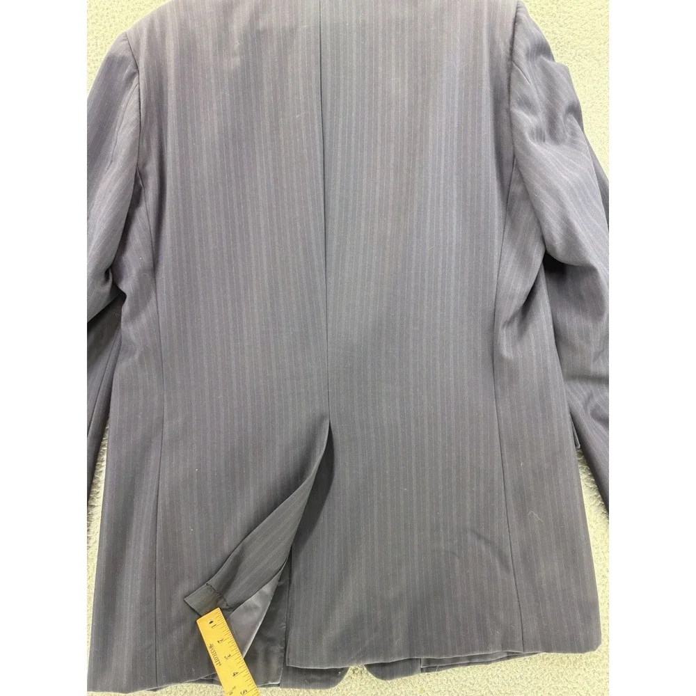 Hickey Freeman Navy Blue Gray Stripe Blazer 46 XLG Loro‎ Piana Suit Jacket